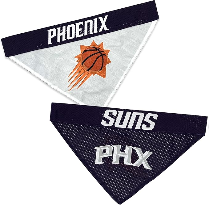 Pets First NBA Dog Bandana -Pheonix Suns Reversible Bandana. 2 Sided Home & Away Sports Bandana with a Premium Embroidery Team Logo, Small/Medium