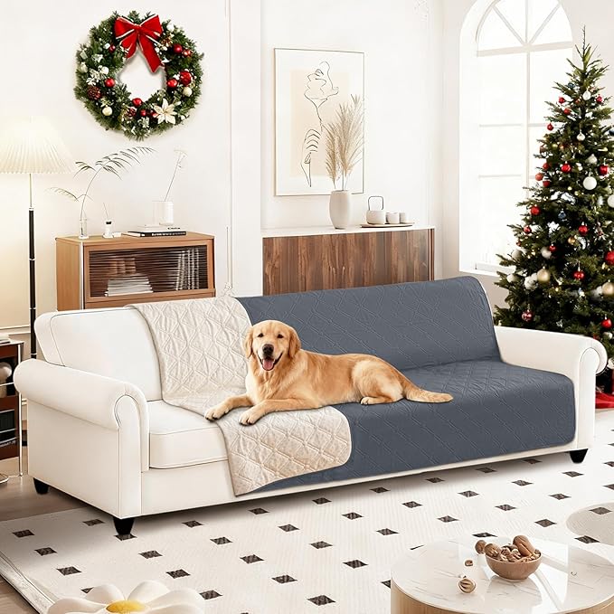 Waterproof Dog Bed Cover, Non-Slip Dog Blanket for Couch, Couch Covers for Dogs Washable, Pet Blanket for Furniture, Pet Bed Mat for Sofa, Car, Pet Supplies (82x82 Inch, Dark Grey)