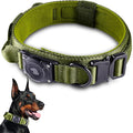 2025 Upgrade Waterproof AirTag Dog Collar, Military Tactical Dog Collar with AirTag Holder, Comfortable Control Handle and Metal Buckle, GPS Dog Collar Holder for Medium to Large Dogs (ArmyGreen, M)