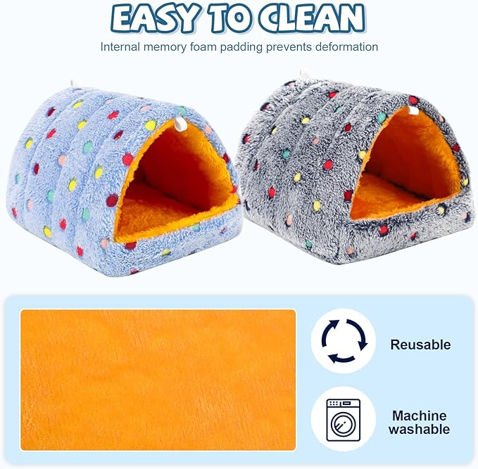2 Pack Bird Nest House, Hanging Hammock Fluffy Parrots Bird Bed for Cage Bird Plush Nest Toy for Parrot Macaw Budgies Eclectus Parakeet Cockatiels Cockatoo Lovebird