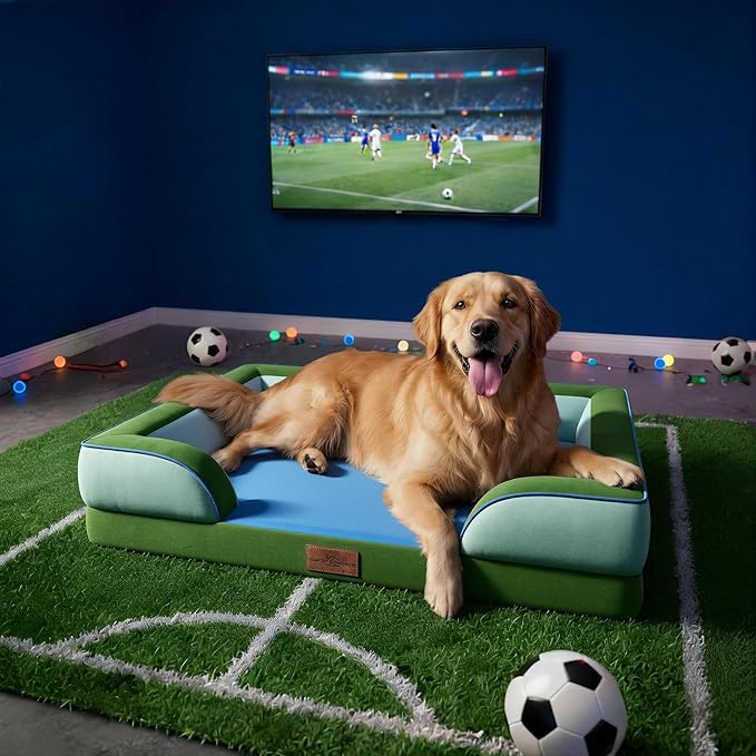 Comfort Expression Orthopedic Dog Bed for Extra Large Dogs 45x35 Inch, Waterproof Egg Crate Foam XL Pet Bed with Removable Bolsters, Dog Couch with Washable Cover & Non-Slip Bottom, Boston