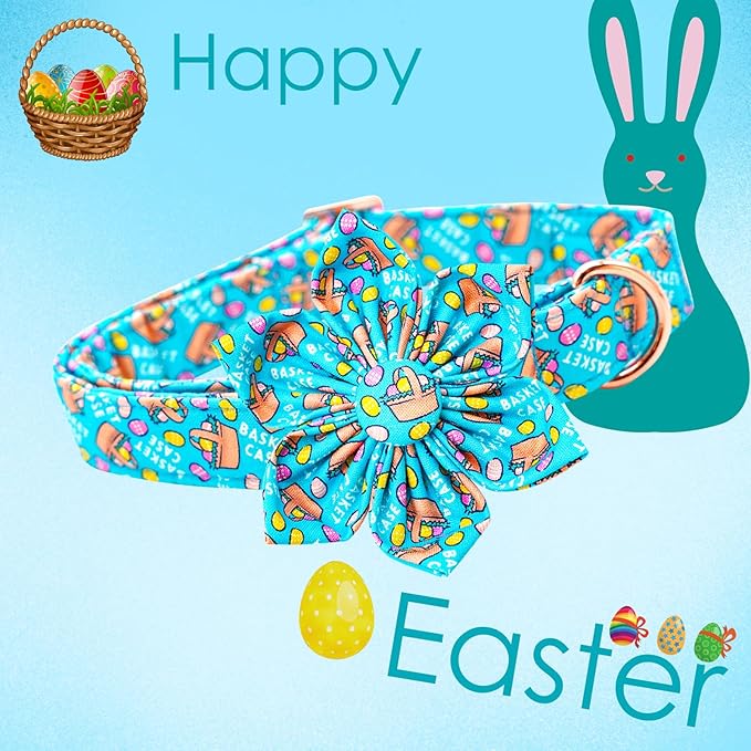 Lionheart glory Easter Day Dog Collar with Flower Dog Collar for Large Dogs, Easter Egg Dog Collars Colorful Dog Collar Spring Collars Pet Collar Flowers