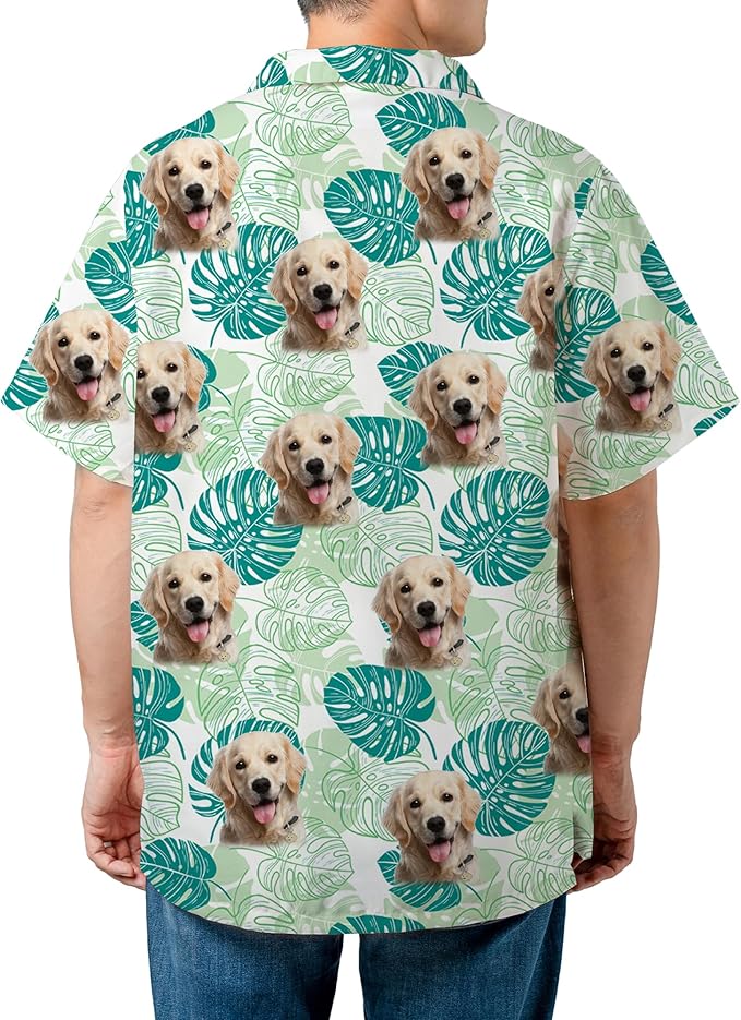 DILYPOD Custom Hawaiian Shirt with Face, Personalized Button Down Hawaiian Shirts for Men, Women, Photo Hawaiians Shirt