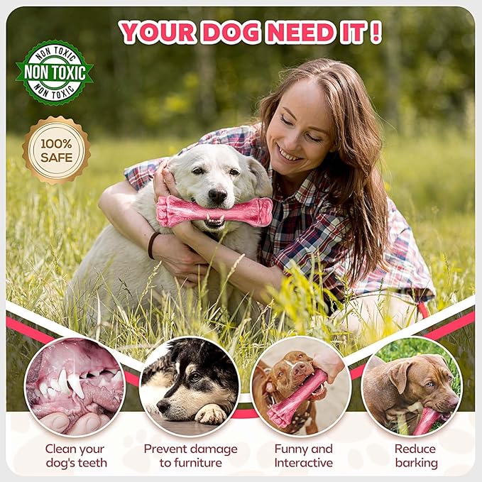 Dog Toys for Aggressive Chewers, Indestructible Dog Bones for Aggressive Chewers, Tough Chew Toy for Heavy Duty Dogs, Big Teething Toys with Durable Nylon for Large/Medium Breed Puppies