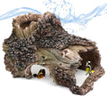 Tree Trunk Cave Aquarium Decoration Reptile Cave Climb Hideout Hideaway, Betta Log Resin Wood House Fish Tank Decorations for Betta Fish, Shrimp, Lizards, Leopard Gecko