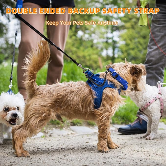 YUEPET 2 Pack Handmade Weaved Dog Collar Safety Clip Heavy Duty Double Ended Backup Safety Straps Dog Harness Connector for Prong Collar, Pinch Collar, Gentle Lead with Carabiner (8.3''，Black)