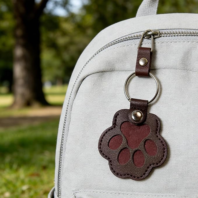 3PCS Cats & Dogs Pet Paw Print Keychain – White Leather Memorial Keychain Holds Pet Fur, Pet Lover Gift