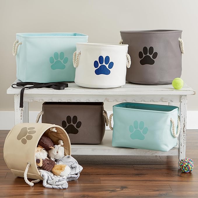 Bone Dry Pet Storage Collection Collapsible Bin, Small Rectangle, Aqua