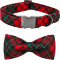 Dog Collar, Christmas Plaid Pet Collar Bow Holiday Bows Girl Boy Bow Dog Collars Puppy Adjustable Pet Collar for Small Dogs