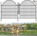 Decorative Metal Garden Fence with Gate Lock 10 Panels, 32in (H) x 23.6ft (L) No Dig Dog Fence Outdoor for Yard, Temporary Rustproof Metal Wire Rabbit Dog Garden Border Fencing for Patio