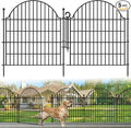 Decorative Metal Garden Fence with Gate Lock 5 Panels, 32in (H) x 11.8ft (L) No Dig Dog Fence Outdoor for Yard, Temporary Rustproof Metal Wire Rabbit Dog Garden Border Fencing for Patio