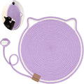 Cat Scratcher Mat, Natural Cotton Rope Cat Scratch Pad, 15.7'' Round Horizontal Floor Cat Scratching Pads for Indoor Cats, Cat Furniture Protector for Wall, Couch, Carpets, Sofas, Purple