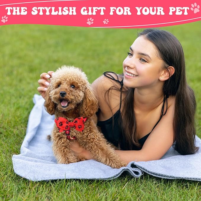 Reginary 100 Pieces Dog Bow Tie Collar Set Include 40 Dog Neckties, and 30 Puppy Bowties, 30 Collar Flowers, Adjustable Pet Ties Grooming for Small Medium Cats Pets Supply(Paw Bone)