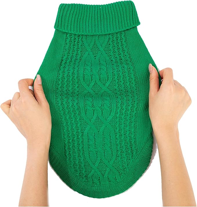 Stretchy Cat Sweater - 17 Colors & 6 Sizes | Snug Winter-Ready Knit for Boy/Girl Cats & Kittens(Dark Green, Medium)
