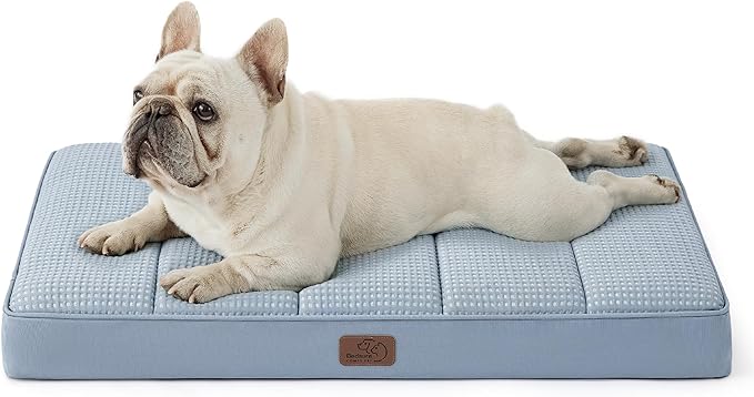 Bedsure Cooling Dog Bed for Small Dogs - Comfy Flat Puppy Beds with Removable Washable Cover, Orthopedic Egg Crate Foam Pet Mat, Suitable for Pet Up to 15 lbs