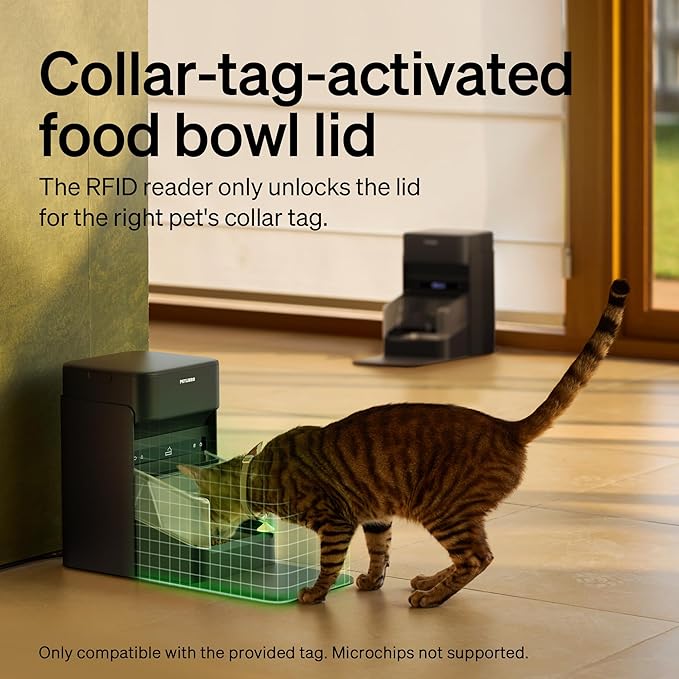 PETLIBRO RFID Automatic Cat Feeder, Collar Sensor for Personalized Meals, Cats Recognition, Diet Tracking and Anti-Stealing for Multi-Pets Homes and Different Diets, Wi-Fi Programmable Food Dispenser