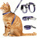 Cat Harness and Leash Set, 3-in-1 Escape Proof Adjustable, Comfortable Soft Lightweight, Safe, Easy to Wear, Walking Travel Kitten Harness for Small Medium Large Cats (Purple)
