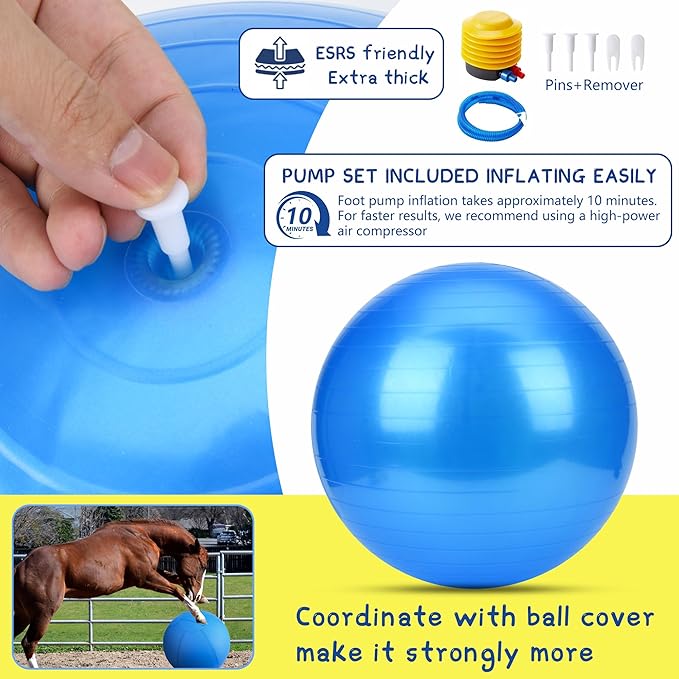 Herding Ball for Dogs and Horses - 18" Dog Herding Ball for Australian Shepherd Collie, Jolly Ball for Dogs Agility Equipment, Herding Ball Durable Bite-Resistant with Reinforced Stitching - Blue