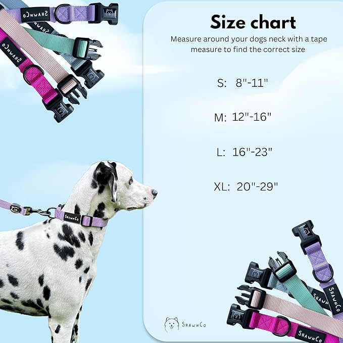 ShawnCo Dream Walk Dog Collar- Premium, Adjustable and Comfortable Pet Collar for Small, Medium, Large and Extra Large Dogs (S, Midnight)