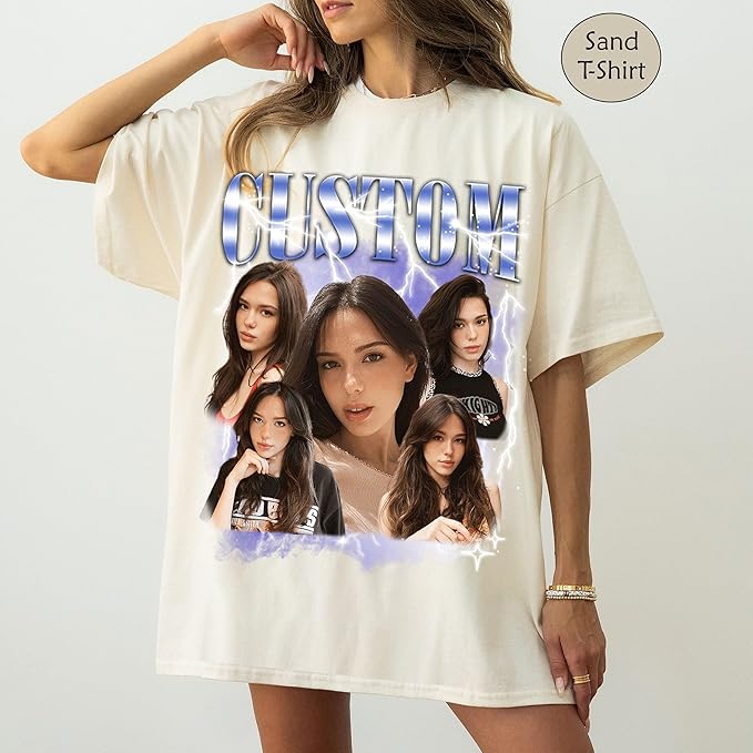 NAZENTI Custom Bootleg Rap Tee, Custom T-Shirts with Picture, Retro Custom Bootleg, Valentine's Gifts for Him Her
