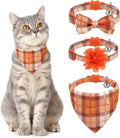 Breakaway Cat Collars with Bell & Cute Pendants - 3 Pack Adjustable Safety Kitten Collars - Decoration for Girl Boy Cats Puppy and Small Pets (Style C - Fall)