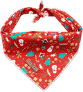 Lionet Paws Christmas Dog Bandana Washable Cotton Handkerchief Scarf Triangle Bandana for Small Medium Large Dogs Girl Boy