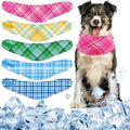 Talltalk 5 Pieces Dog Cooling Bandanas Neck Wraps Ice Scarf Pet Dog Cooling Collar Hunting Training Hiking Camping Accessories for Summer(Plaid,L)