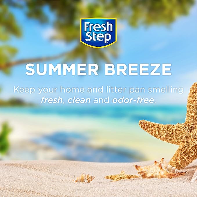 Fresh Step Cat Litter Crystals Deodorizer, Non Toxic Odor Neutralizing Crystals for Litter Boxes that Help Control Smells and Keep Home Areas Fresh, Summer Breeze Scent, 70 Ounce