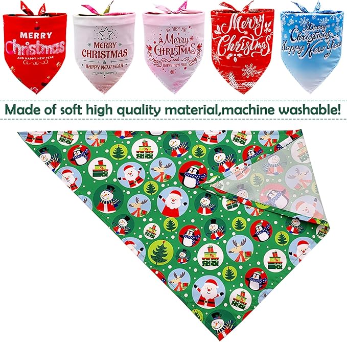 30 Pack Christmas Happy New Year Dog Bandanas Bulk 33 Inch Large Dog Bandanas XXL Stitch Dogs Bandana Grooming L