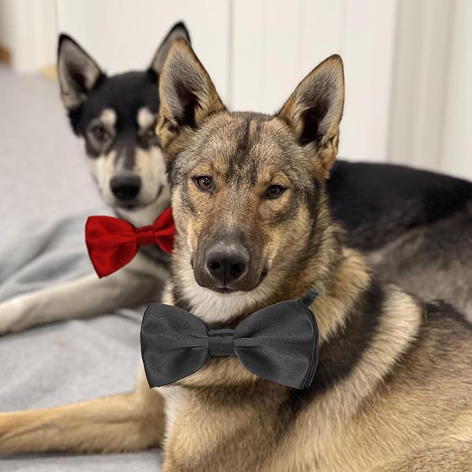 Dog Bow Ties for Large Dogs, KOOLMOX Wine Red Adjustable Dog Collar Bow Tiefor Medium and Large Dogs Cats Pets Wedding Birthday Graduation Holiday Halloween Cosutmes