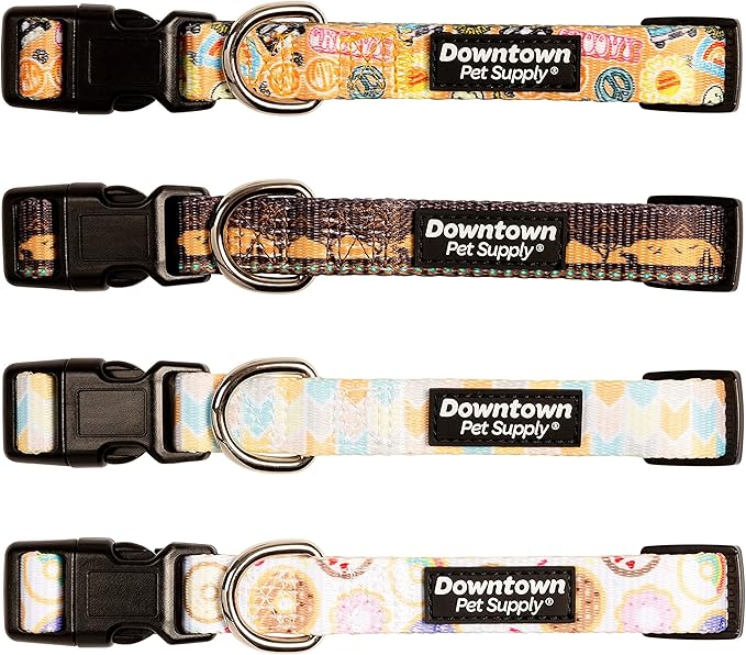 Downtown Pet Supply - Best, Cute & Fancy Dog Collar - Lightweight Adjustable Dog Collar with Quick Buckle & D-Ring - Hand Wash Safe - Donut - S - Small Dog Collar