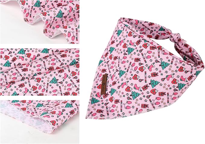 Lionet Paws Cotton Christmas Dog Bandanas Pink,Gloves Tree Comfortable Dog Bandana Bibs Scarf Dogs Kerchief,Autumn Scarves for Small Medium Dogs Pets
