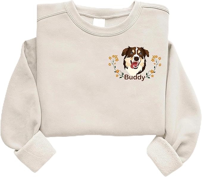 Custom Pet Sweatshirts with Photo and Name, Personalized Dog Sweatshirt, Gifts for Dog Mom, Dad