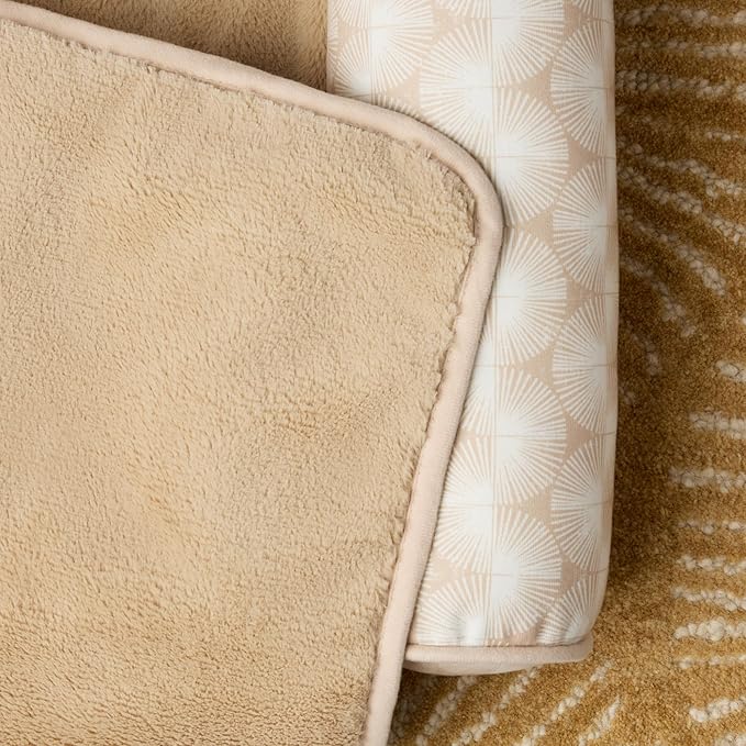 Nicole Miller New York PET Kendall Fluted Geo Cozy Couch Protector Pet Bed, Cozy & Calming, Non-Slip Bottom, Machine Washable, Taupe, Large 40"x23"x4"