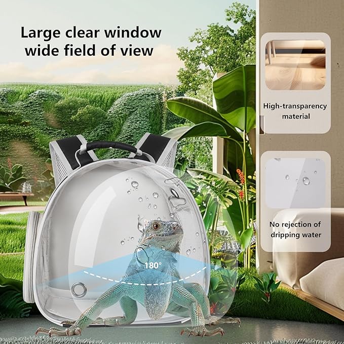 Portable Travel pet Backpack Carrier with Self Warming Pet Bed Set, Guinea Pig Carrier for 2,Reptile Travel Carrier for Lizards Sugar Glider Hedgehog Rat Parrot Birds Breathable Hangbag