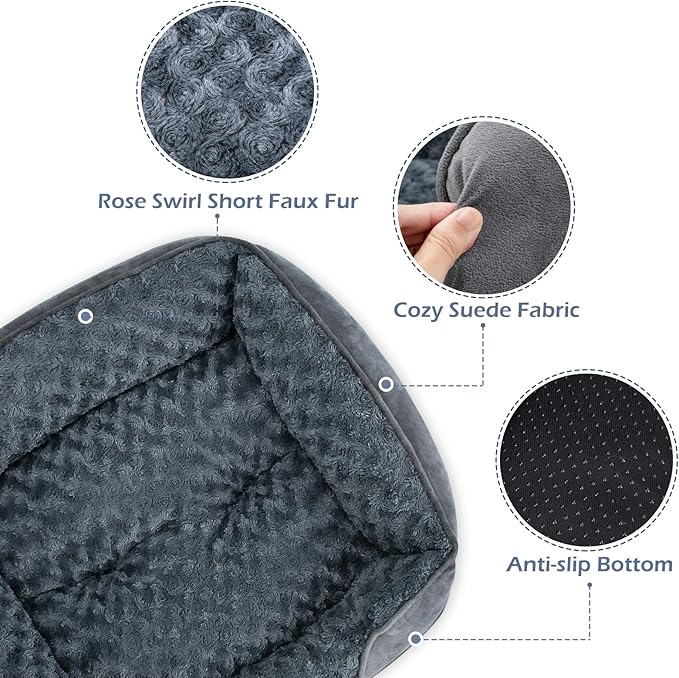 INVENHO Dog Bed Medium Size Dog, Orthopedic Warming Soft Calming Sleeping Puppy Bed Durable Pet Bed with Anti-Slip Bottom (Pack of 2)