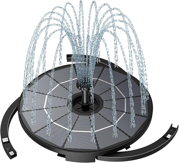 AISITIN DIY Solar Fountain Pump for Water Feature with 3.9ft Cord, Solar Bird Bath Fountain with 6 Nozzles, Solar Powered Water Floating Fountain for Bird Bath, Garden, Ponds Fish Tank, Outdoor