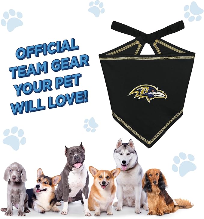 Pets First NFL Baltimore Ravens TIE Bandana, Size Large/X-Large. Dog Bandana Scarf Bib for Pet Cat Dog. The Ultimate Game-Day, Party Bandana