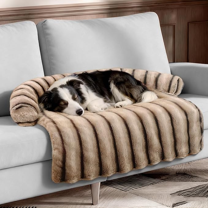Large Dog Couch Bed, Fluffy Washable Couch Protector for Dogs with Removable Cover, Non-Slip Dog Sofa Bed, 41x37 Inch, Brown