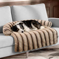 Large Dog Couch Bed, Fluffy Washable Couch Protector for Dogs with Removable Cover, Non-Slip Dog Sofa Bed, 41x37 Inch, Brown