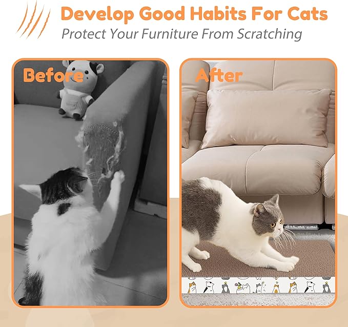 PatiencET 4 Pack Cat Scratch Pad with Box, Cardboard Cat Scratcher for Indoor Cats, Reversible Scratcher with Catnips Box Bed Desigh for Small Medium Cat Kitten, Scratching Board for Cats