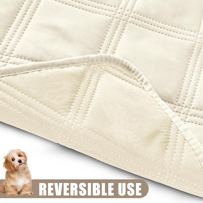 Smiry Waterproof Dog Bed Cover Blanket 68x82, Soft Reversible Pet Blanket, Washable Leakproof Cats Dogs Couch Cover for Sofa, Couch, Furniture, Beige/Beige