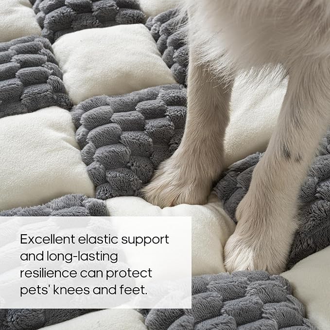 Calming Dog Bed Mats, Thick Flannel Mat for Pets Dog Pad, Washable Non-Slip Couch Protector Pet Friendly Dog Mat for Couch and Sofa(Bluegrey&White-33.45" x 30.71")