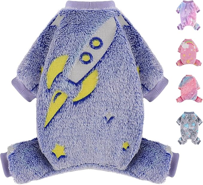 Fleece Pajamas for Small Dogs, Puppy Clothes, Soft & Stretchy Dog Onesies, Cute XS