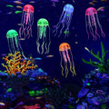 Lpraer 6 Pack Glow Jellyfish Floating Fish Tank Decorations Glowing Effect Silicone Simulation Jellyfish Ornament Aquarium Decorations (6 Colors)