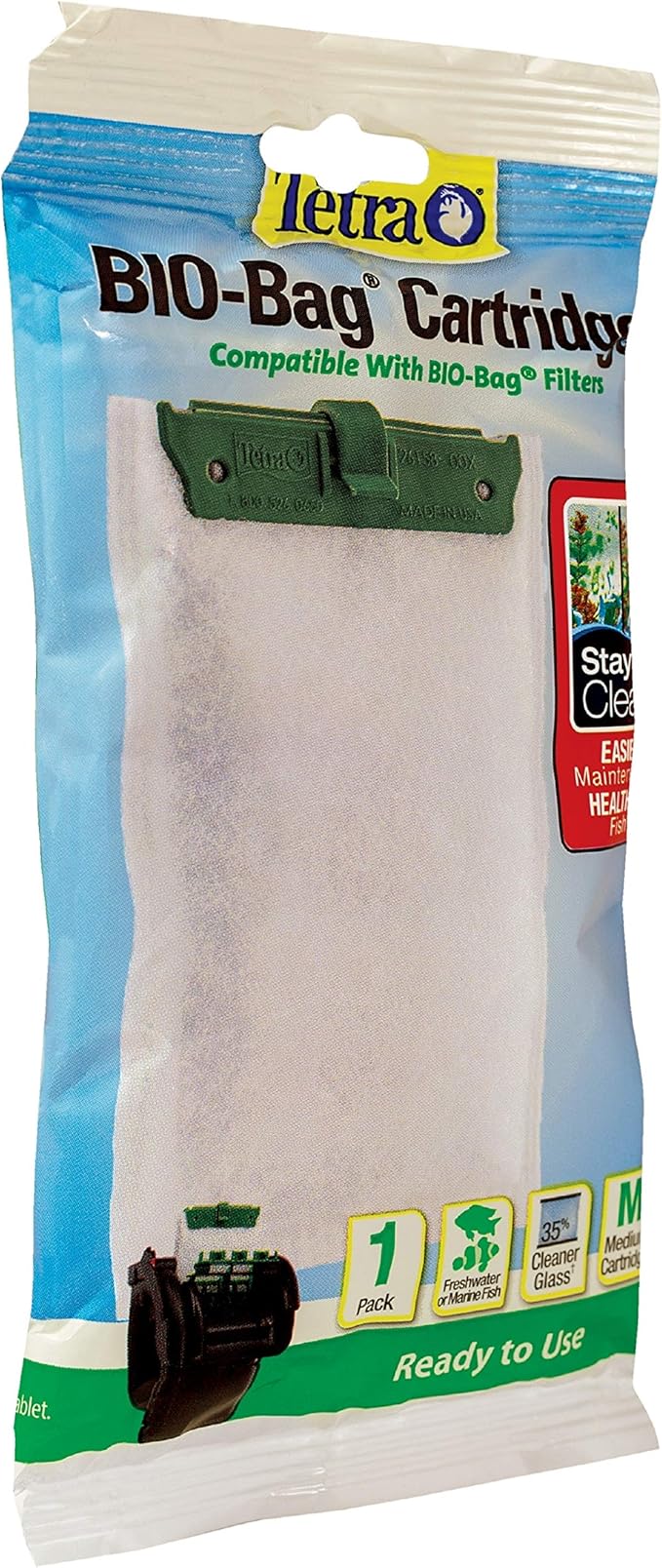 Tetra Bio-Bag Filter Cartridge 1 Count, for Aquariums, with Stay Clean Technology, Ready to Use Medium Filter