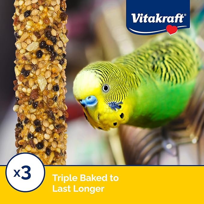 Vitakraft Crunch Sticks Parakeet Treat - Pet Bird Treat Toy - Long-Lasting Chewing Fun (Sesame & Banana)