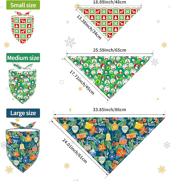 30 Pcs Christmas Happy New Year Dog Bandanas Bulk for Small Dogs Stitch Dog Bandanas Party Grooming S