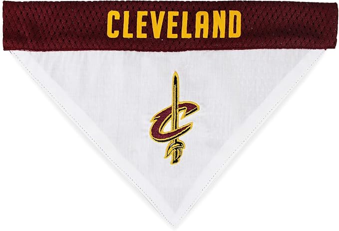 NBA Dog Bandana - Cleveland Cavaliers Reversible Pet Bandana. 2 Sided Home & Away Sports Bandana with a PREMIUM Embroidery TEAM Logo, Large/X-Large