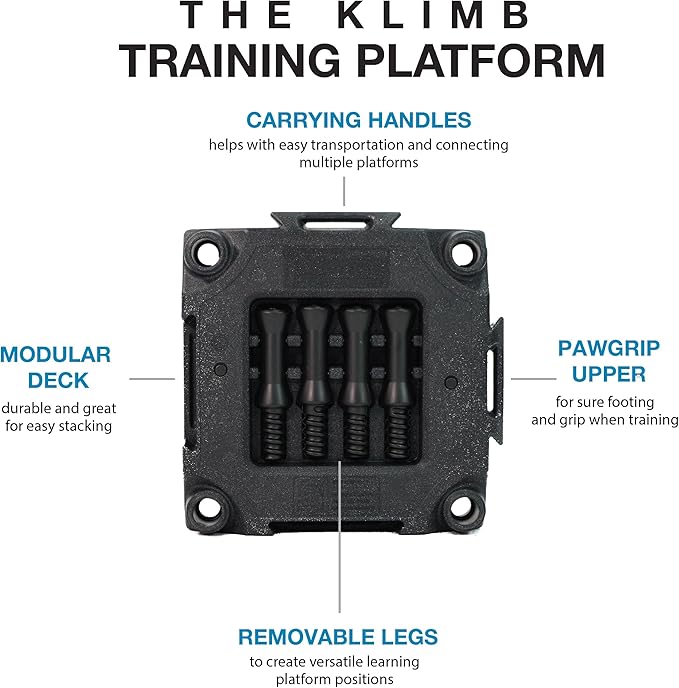 Blue-9 Pet Products KLIMB Dog Training Platform and Agility System, Durable and Portable for Indoor or Outdoor Use, Made in The USA, Black